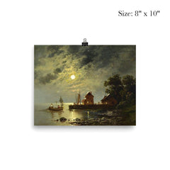Moonlight Landscape with Fishermen by Johann Jungblut poster 4