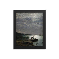 Moonlight Over Coastal Landscape by Oscar Torna, 1882 framed print on a plain backdrop in size 8"x10".