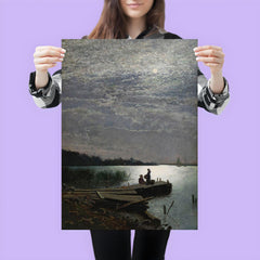 Moonlight Over Coastal Landscape by Oscar Torna, 1882 poster 3