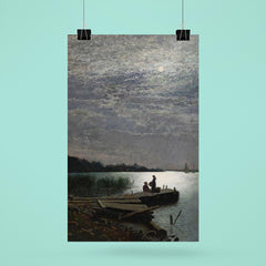 Moonlight Over Coastal Landscape by Oscar Torna, 1882 poster 6