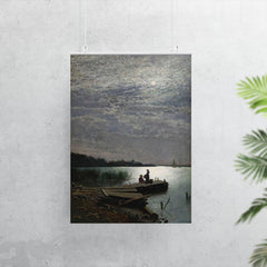 Moonlight Over Coastal Landscape by Oscar Torna, 1882 poster 7