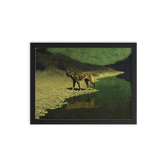 Moonlight Wolf by Frederic Remington framed print on a plain backdrop in size 12"x16".
