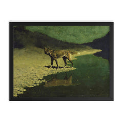 Moonlight Wolf by Frederic Remington framed print on a plain backdrop in size 18"x24".