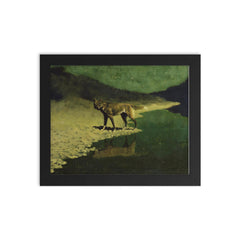 Moonlight Wolf by Frederic Remington framed print on a plain backdrop in size 8"x10".