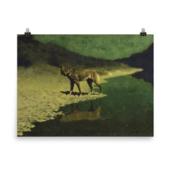 Moonlight Wolf by Frederic Remington poster on a plain backdrop in size 8"x10".