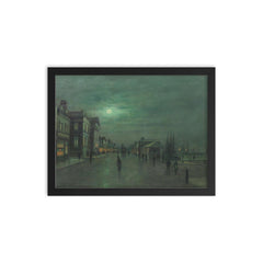 Moonlit Glasgow Docks by John Atkinson Grimshaw framed print on a plain backdrop in size 12"x16".