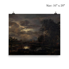 Moonlit Landscape with Bridge by Aert van der Neer, 1648 poster 2
