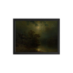 Moonlit Night by August Piepenhagen, 1860 framed print on a plain backdrop in size 12"x16".