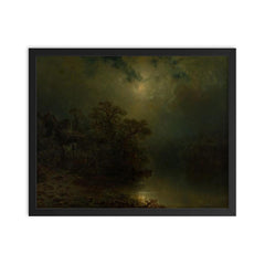 Moonlit Night by August Piepenhagen, 1860 framed print on a plain backdrop in size 16"x20".