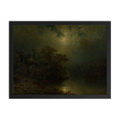 Moonlit Night by August Piepenhagen, 1860 framed print on a plain backdrop in size 18"x24".