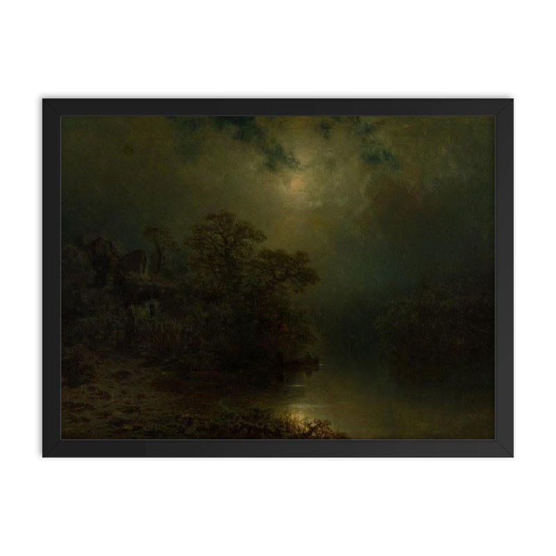 Moonlit Night by August Piepenhagen, 1860 framed print on a plain backdrop in size 18