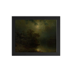 Moonlit Night by August Piepenhagen, 1860 framed print on a plain backdrop in size 8"x10".