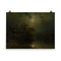 Moonlit Night by August Piepenhagen, 1860 poster on a plain backdrop in size 8"x10".
