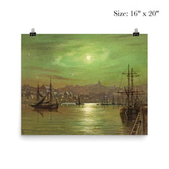 Moonlit Whitby Harbour by Louis Hubbard Grimshaw poster 2