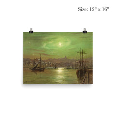 Moonlit Whitby Harbour by Louis Hubbard Grimshaw poster 3