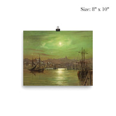 Moonlit Whitby Harbour by Louis Hubbard Grimshaw poster 4