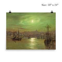 Moonlit Whitby Harbour by Louis Hubbard Grimshaw poster 5