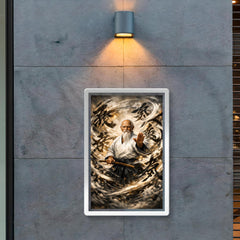 Morihei Ueshiba amid swirling calligraphic ki poster 2