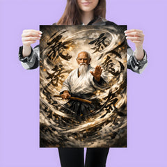 Morihei Ueshiba amid swirling calligraphic ki poster 3