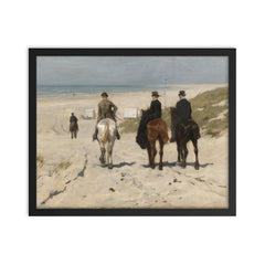 Morning Ride along the Beach by Anton Mauve, 1876 framed print on a plain backdrop in size 16"x20".