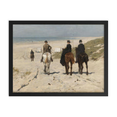 Morning Ride along the Beach by Anton Mauve, 1876 framed print on a plain backdrop in size 18"x24".