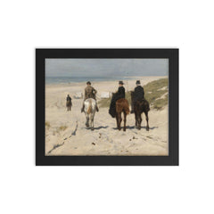 Morning Ride along the Beach by Anton Mauve, 1876 framed print on a plain backdrop in size 8"x10".