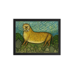 Morris Hirshfield, Tiger - 1940 framed print on a plain backdrop in size 12"x16".