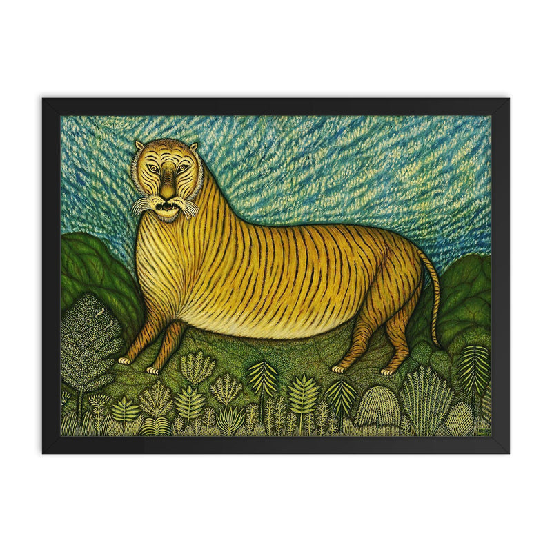 Morris Hirshfield, Tiger - 1940 framed print on a plain backdrop in size 18