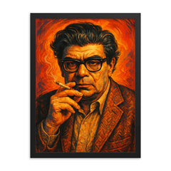 Morton Feldman framed print on a plain backdrop in size 18"x24".