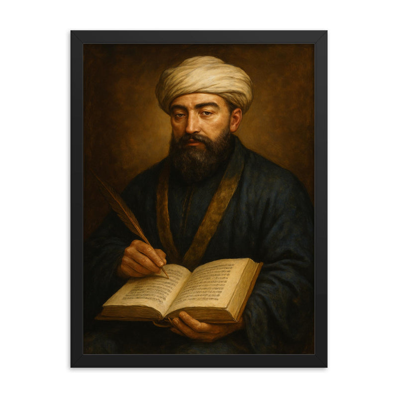 Moses Maimonides framed print on a plain backdrop in size 18