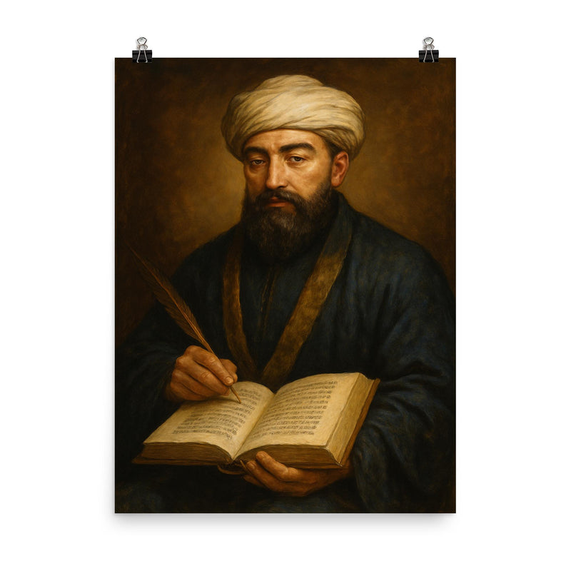 Moses Maimonides poster on a plain backdrop in size 8