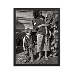 Mother and Baby of Family Living in Field on U.S. Route 70 Near the Tennessee River, March 1936 framed print on a plain backdrop in size 16"x20".