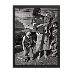 Mother and Baby of Family Living in Field on U.S. Route 70 Near the Tennessee River, March 1936 framed print on a plain backdrop in size 18"x24".