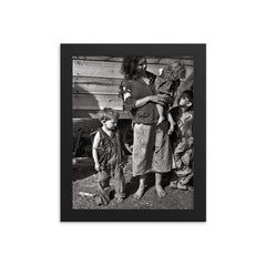 Mother and Baby of Family Living in Field on U.S. Route 70 Near the Tennessee River, March 1936 framed print on a plain backdrop in size 8"x10".