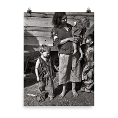 Mother and Baby of Family Living in Field on U.S. Route 70 Near the Tennessee River, March 1936 poster on a plain backdrop in size 8"x10".