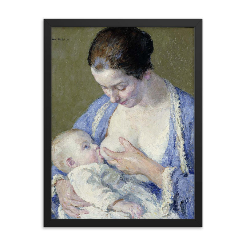 Mother and Child by Gari Melchers framed print on a plain backdrop in size 18