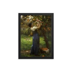 Mother and Child in an Orange Grove by Virginie Demont-Breton framed print on a plain backdrop in size 12"x16".