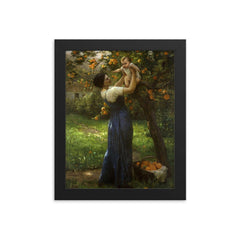 Mother and Child in an Orange Grove by Virginie Demont-Breton framed print on a plain backdrop in size 8"x10".
