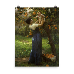 Mother and Child in an Orange Grove by Virginie Demont-Breton poster on a plain backdrop in size 8"x10".