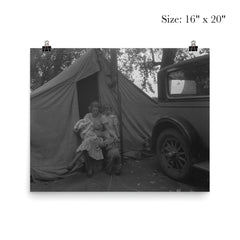 Mother and three children in a California squatter camp by Dorothea Lange poster 2