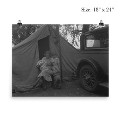 Mother and three children in a California squatter camp by Dorothea Lange poster 5