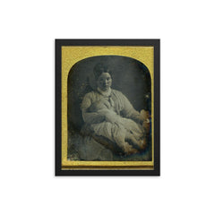 Mother Breastfeeding, ca. 1860 framed print on a plain backdrop in size 12"x16".
