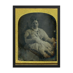 Mother Breastfeeding, ca. 1860 framed print on a plain backdrop in size 18"x24".