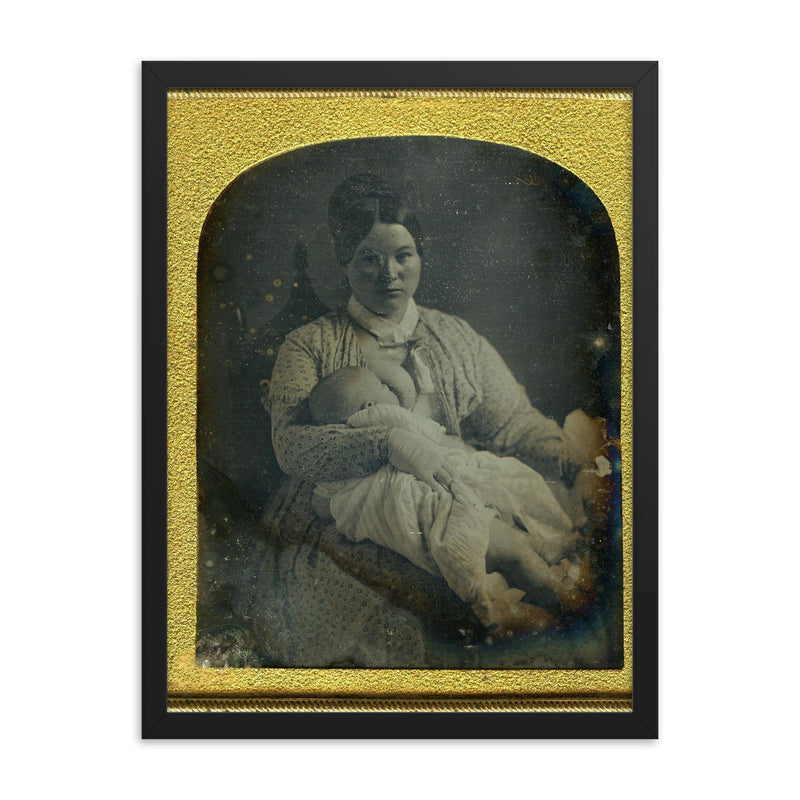 Mother Breastfeeding, ca. 1860 framed print on a plain backdrop in size 18