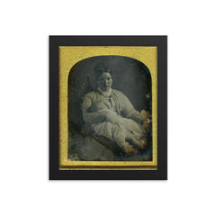 Mother Breastfeeding, ca. 1860 framed print on a plain backdrop in size 8"x10".