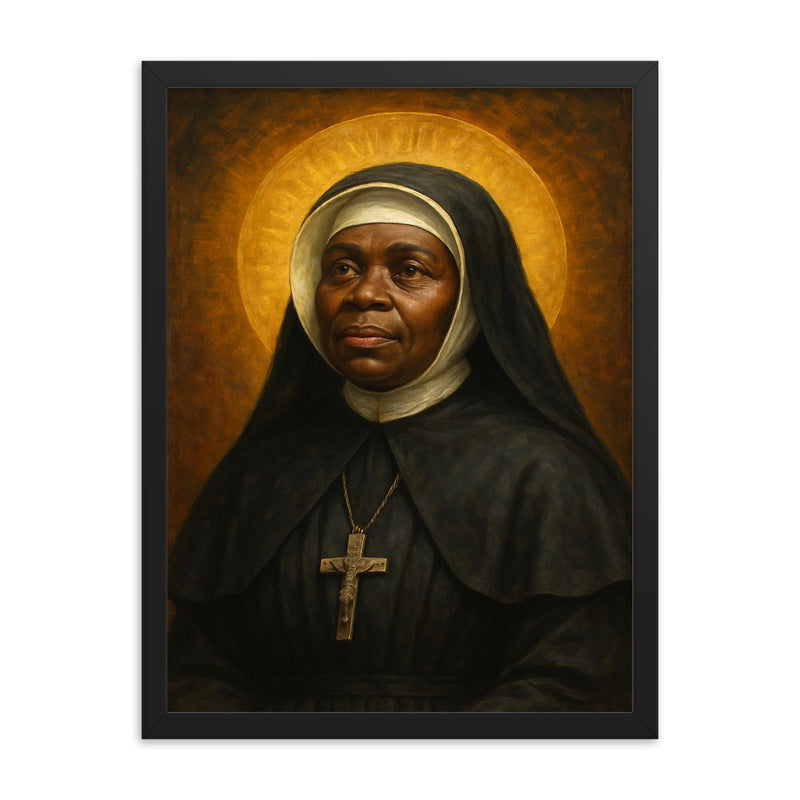Mother Mary Lange framed print on a plain backdrop in size 18