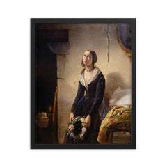 Mother Mourning the Death of Her Child by Giuseppe Molteni framed print on a plain backdrop in size 16"x20".