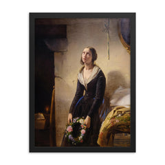 Mother Mourning the Death of Her Child by Giuseppe Molteni framed print on a plain backdrop in size 18"x24".