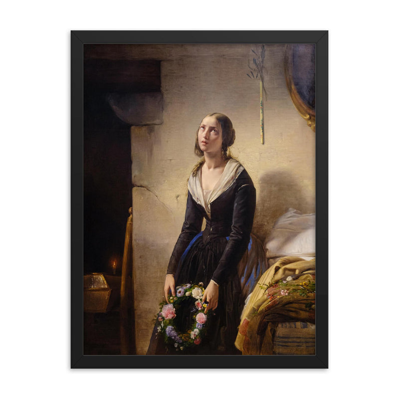 Mother Mourning the Death of Her Child by Giuseppe Molteni framed print on a plain backdrop in size 18