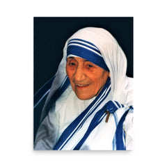 Mother Teresa poster on a plain backdrop in size 18"x24".